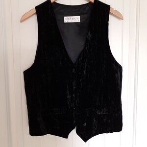 Vintage Carol Antone Crushed Velvet Vest Black Size M